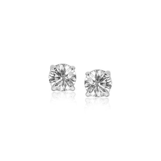 Sterling Silver 4mm Faceted White Cubic Zirconia Stud Earrings-Teresa&#39;s Fashionista LLC