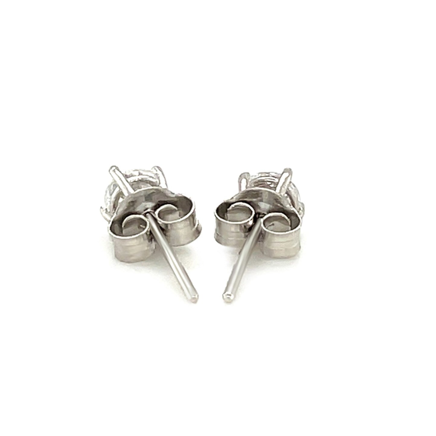 Sterling Silver 4mm Faceted White Cubic Zirconia Stud Earrings-Teresa&#39;s Fashionista LLC