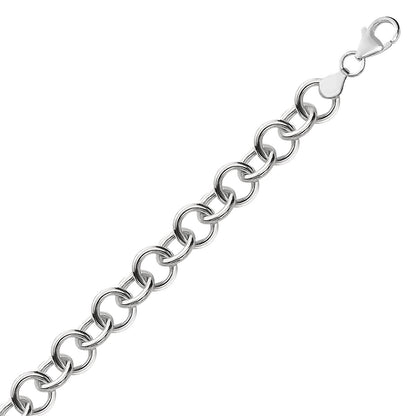 Sterling Silver Rolo Style Polished Charm Bracelet with Rhodium Plating-Teresa&#39;s Fashionista LLC