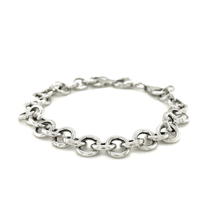 Sterling Silver Rolo Style Polished Charm Bracelet with Rhodium Plating-Teresa&#39;s Fashionista LLC