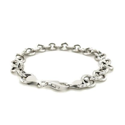 Sterling Silver Rolo Style Polished Charm Bracelet with Rhodium Plating-Teresa&#39;s Fashionista LLC