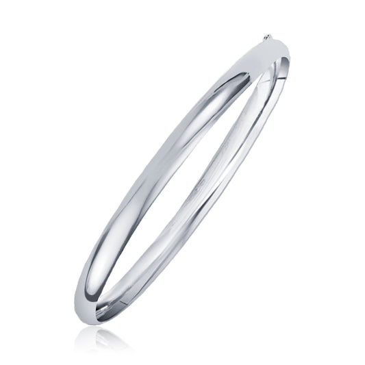 Classic Bangle in 14k White Gold (6.0mm)-Teresa&#39;s Fashionista LLC