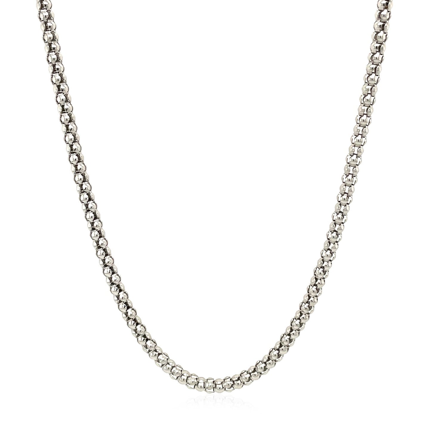 Rhodium Plated 2.5mm Sterling Silver Popcorn Style Chain-Teresa&#39;s Fashionista LLC