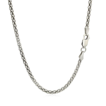 Rhodium Plated 2.5mm Sterling Silver Popcorn Style Chain-Teresa&#39;s Fashionista LLC