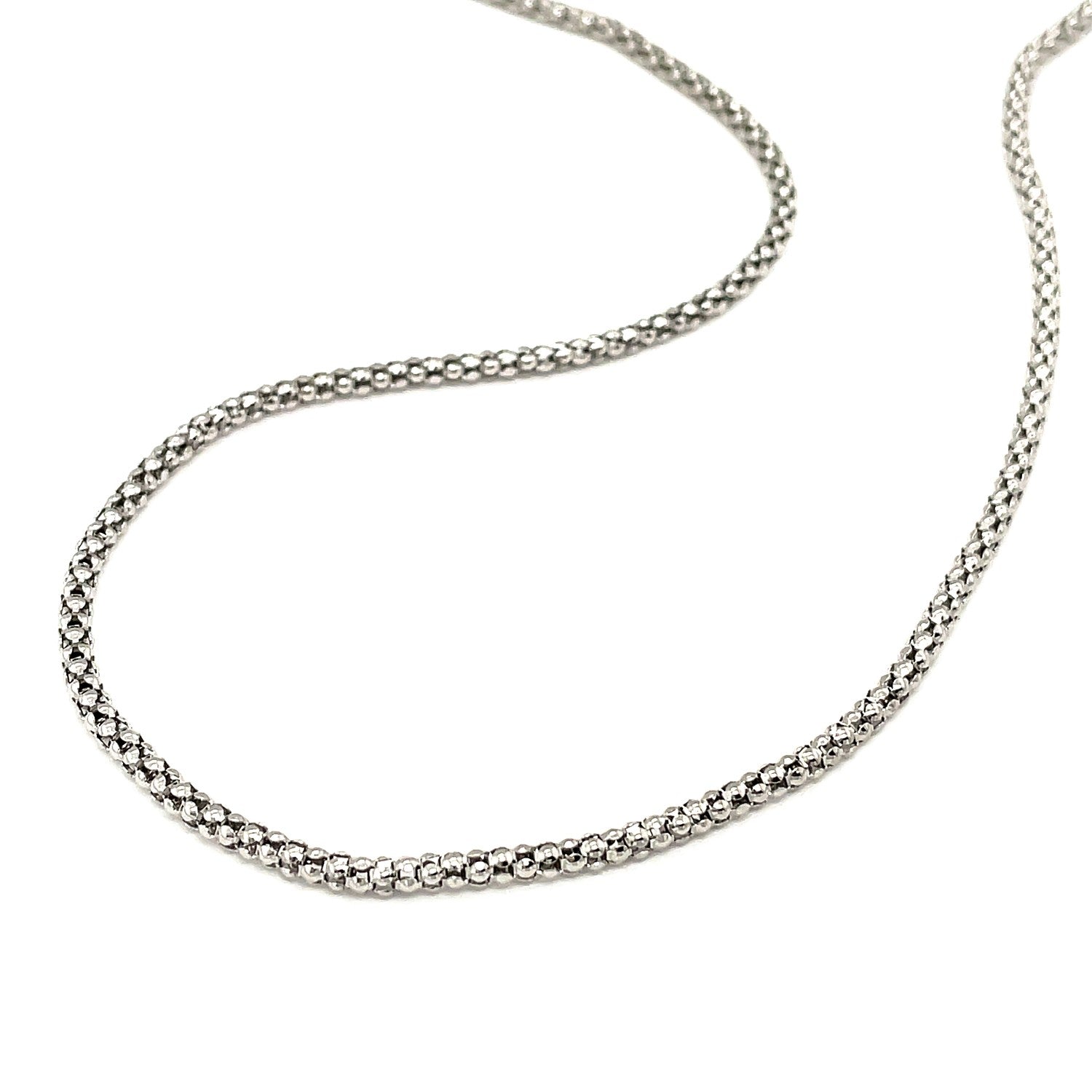 Rhodium Plated 2.5mm Sterling Silver Popcorn Style Chain-Teresa&#39;s Fashionista LLC