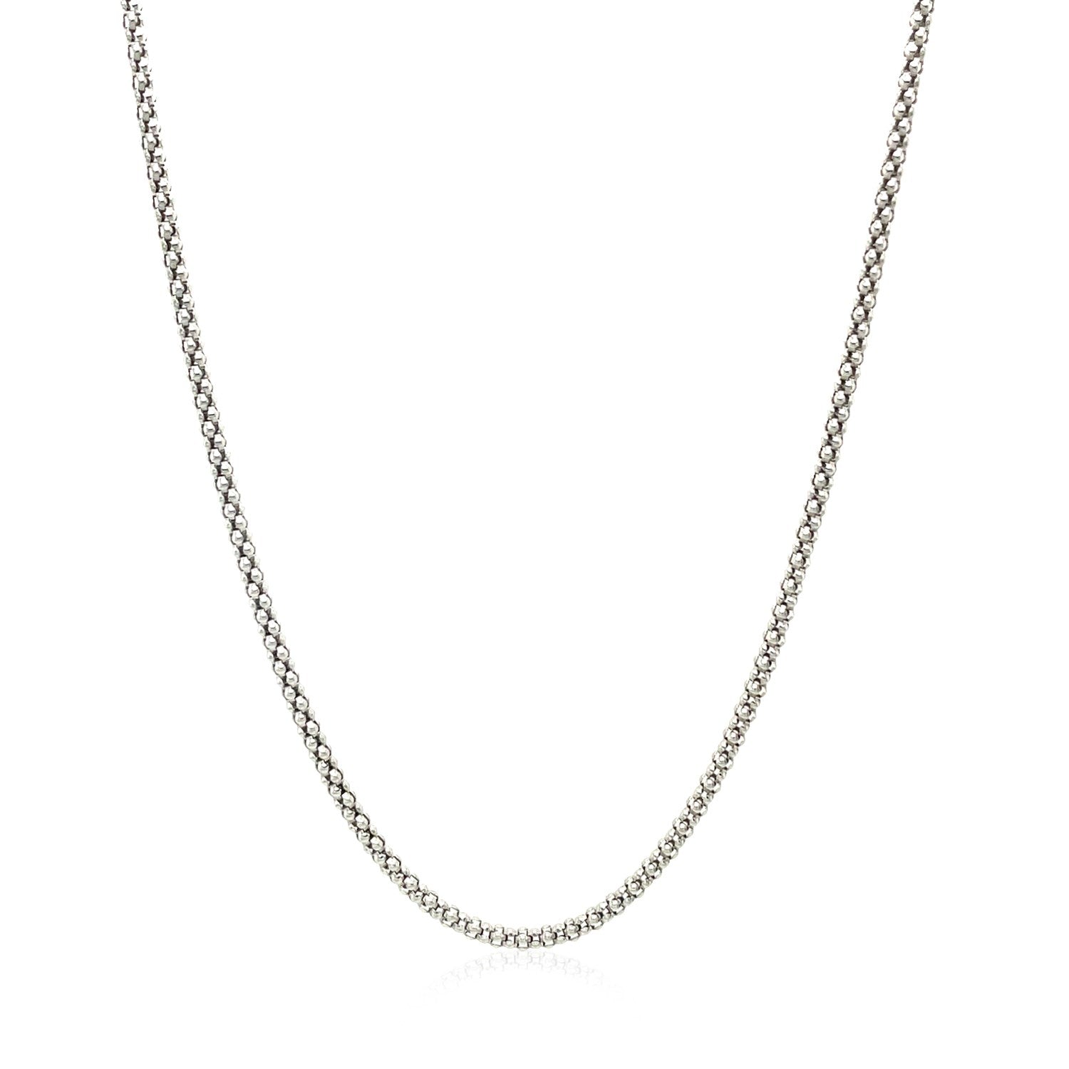 Rhodium Plated 1.8mm Sterling Silver Popcorn Style Chain-Teresa&#39;s Fashionista LLC