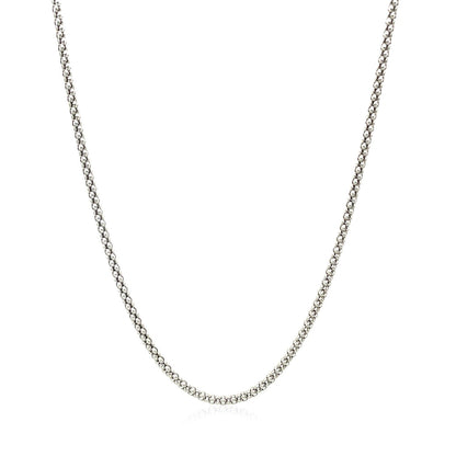 Rhodium Plated 1.8mm Sterling Silver Popcorn Style Chain-Teresa&#39;s Fashionista LLC