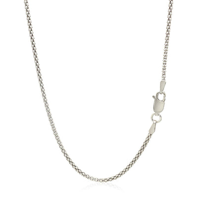 Rhodium Plated 1.8mm Sterling Silver Popcorn Style Chain-Teresa&#39;s Fashionista LLC