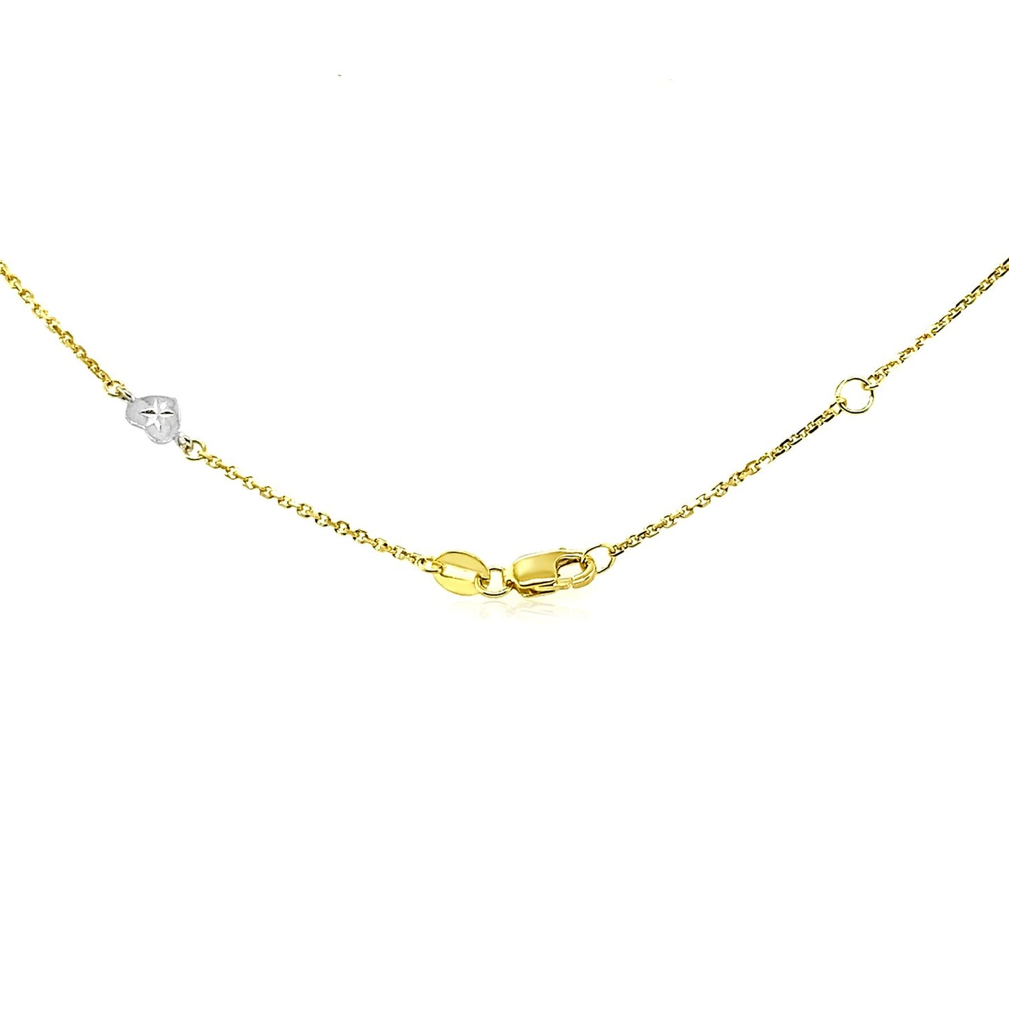 14k Two Tone Gold Anklet with Diamond Cut Heart Style Stations-Teresa&#39;s Fashionista LLC