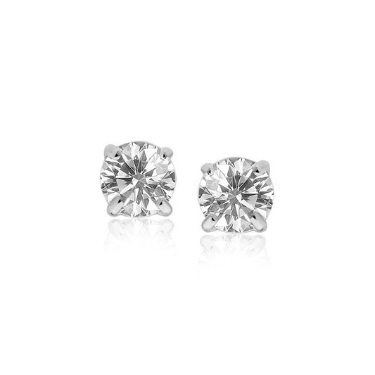 Sterling Silver Stud Earrings with White Hue Faceted Cubic Zirconia-Teresa&#39;s Fashionista LLC