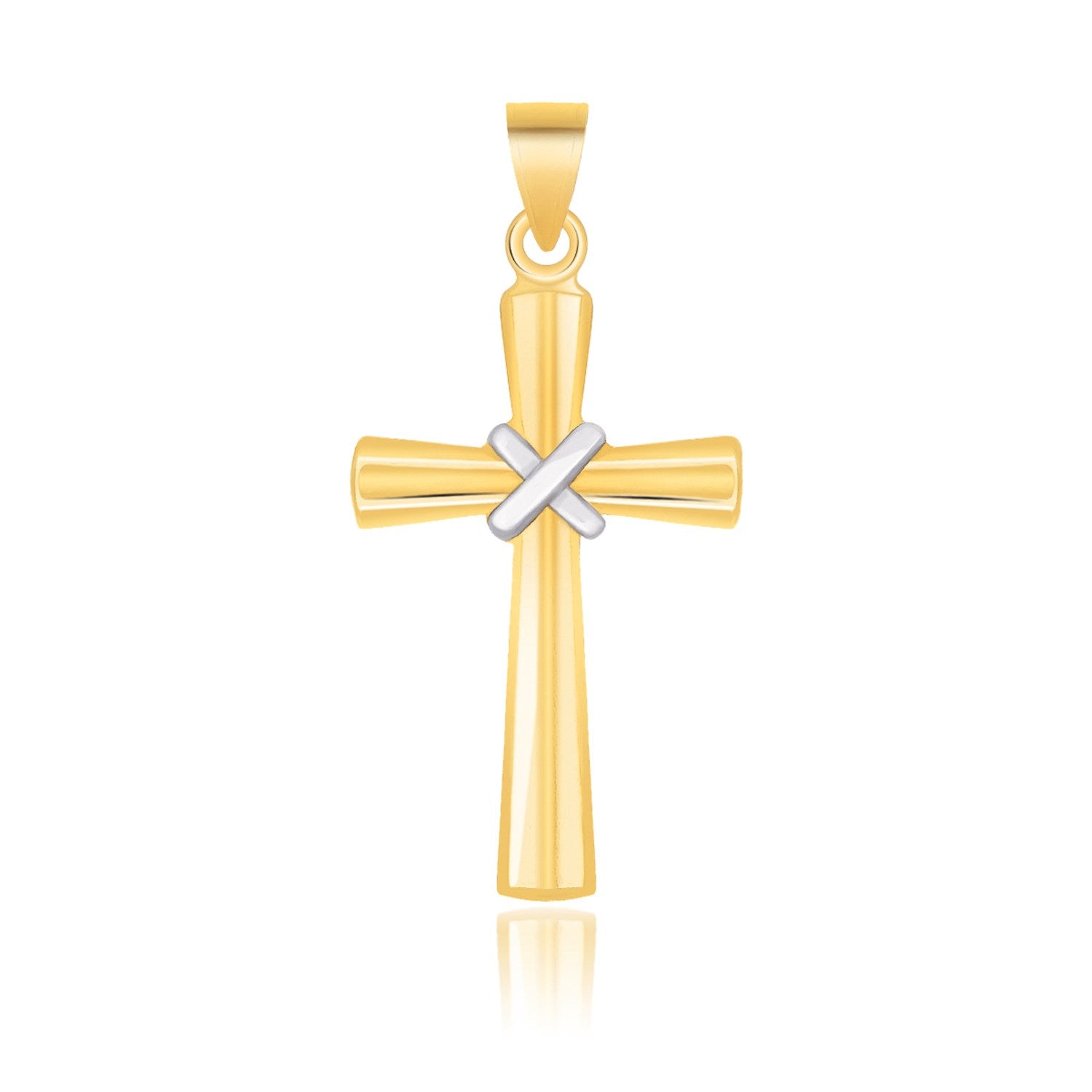 14k Two-Tone Gold Cross Pendant with a Center X Design-Teresa&#39;s Fashionista LLC