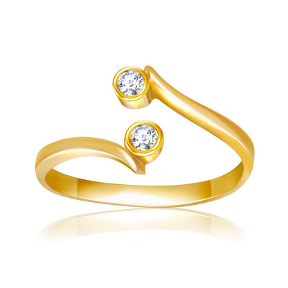 14k Yellow Gold Cubic Zirconia Accented Curve Ended Toe Ring-Teresa&#39;s Fashionista LLC