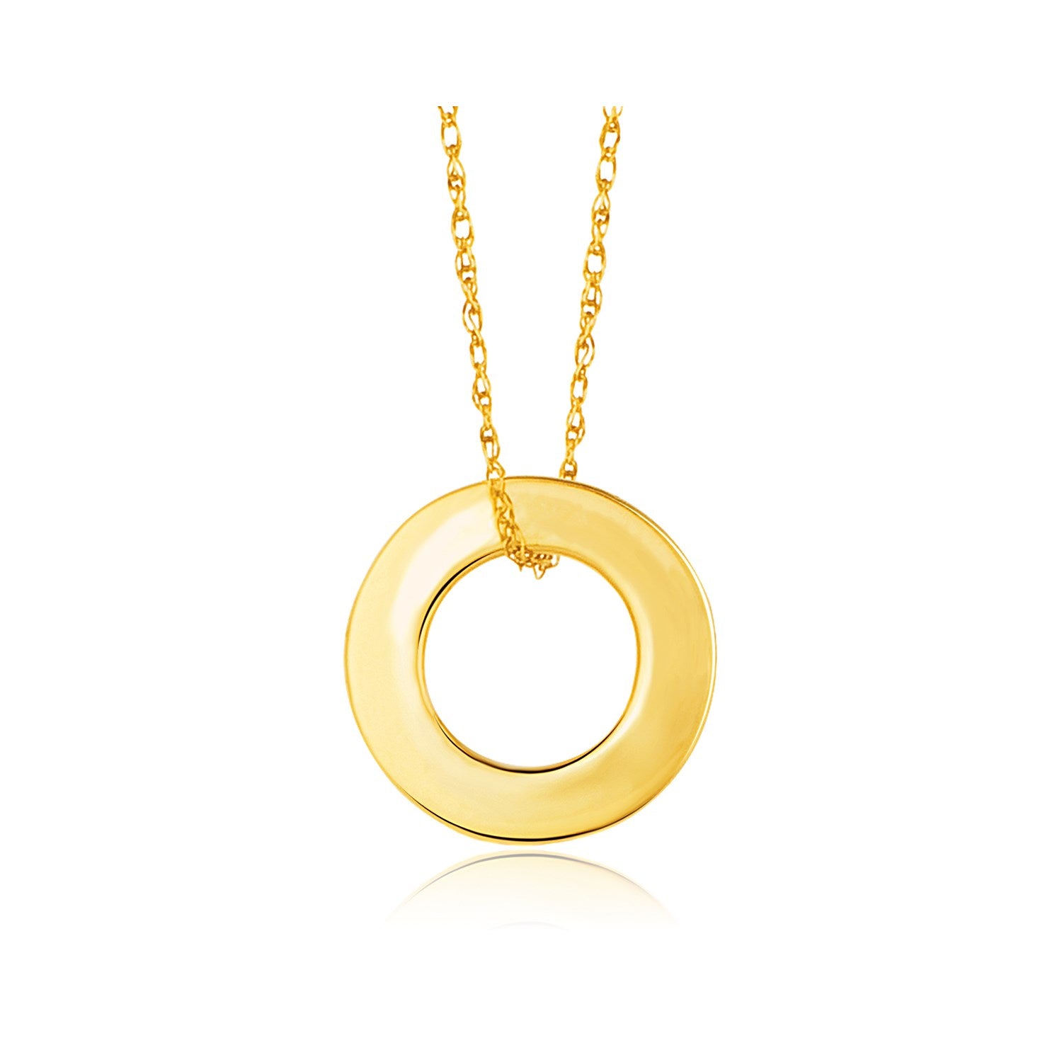 14k Yellow Gold Circle Pendant-Teresa&#39;s Fashionista LLC