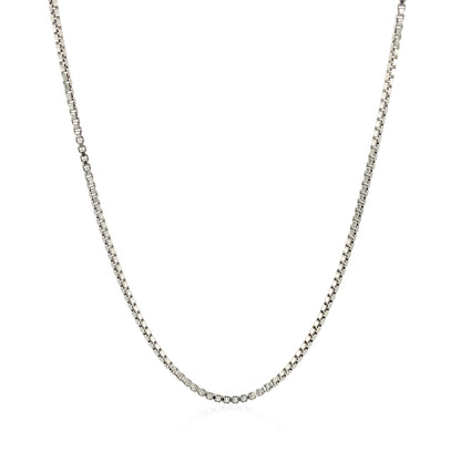 Sterling Silver Rhodium Plated Box Chain 1.3mm-Teresa&#39;s Fashionista LLC