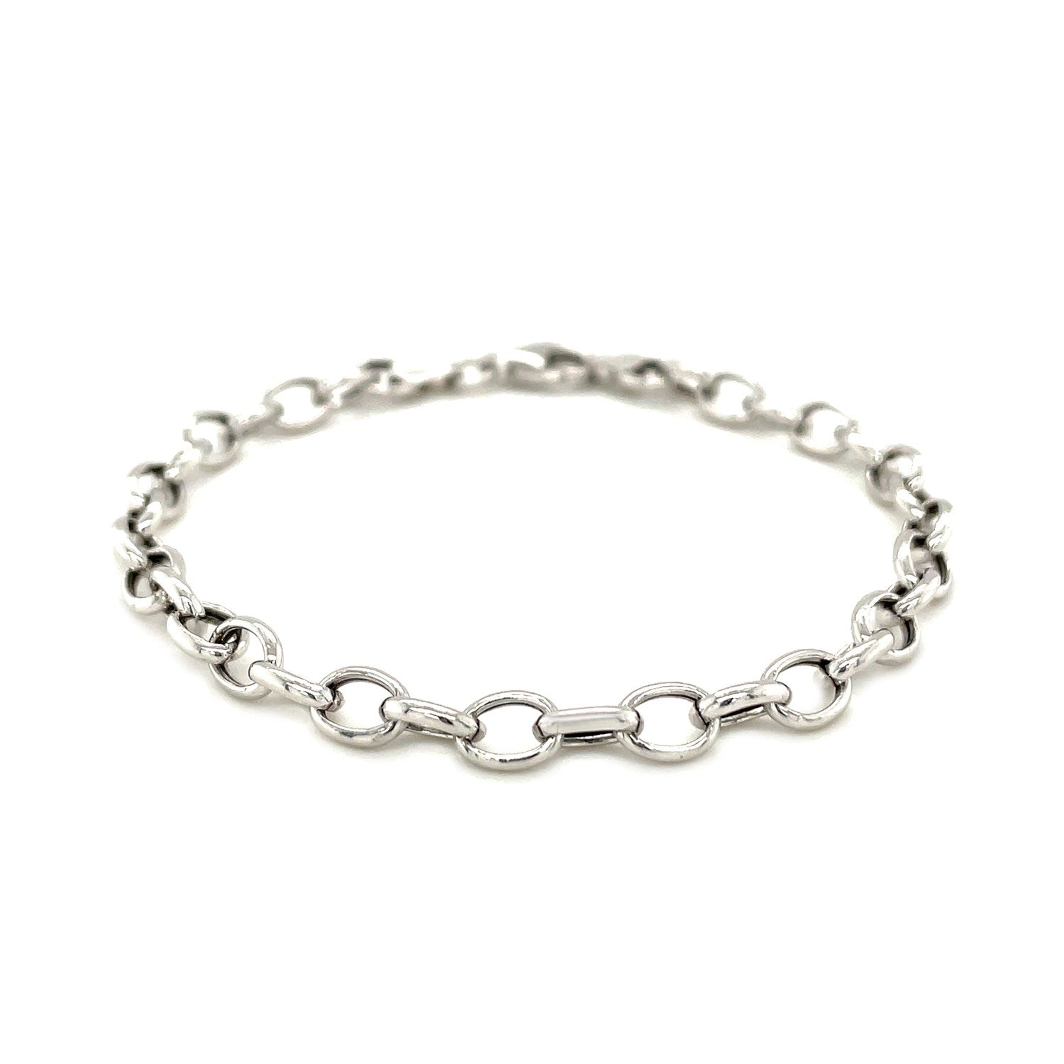 Sterling Silver Polished Charm Bracelet with Rhodium Plating-Teresa&#39;s Fashionista LLC