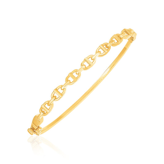 14k Yellow Gold High Polish Puffed Mariner Bangle-Teresa&#39;s Fashionista LLC