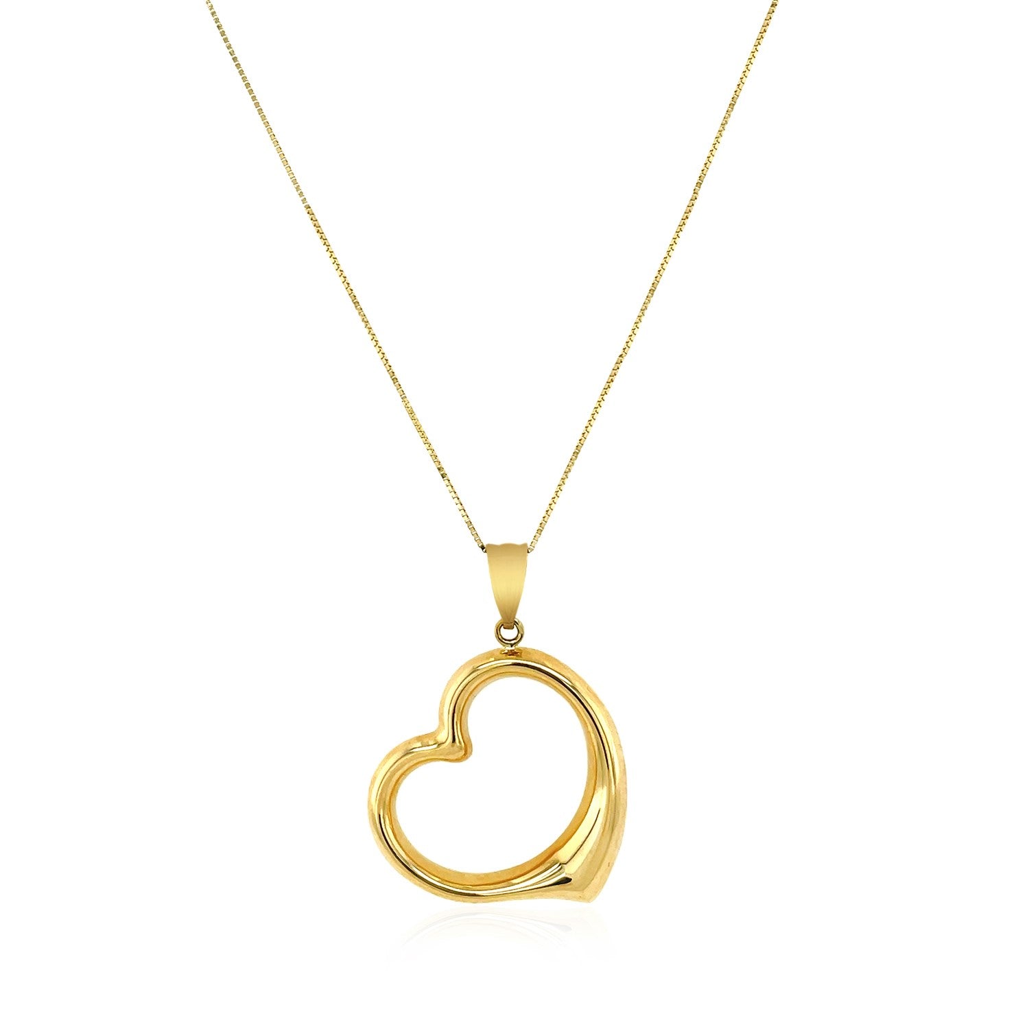 14k Yellow Gold Floating Heart Drop Pendant-Teresa&#39;s Fashionista LLC