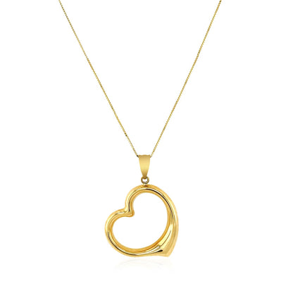 14k Yellow Gold Floating Heart Drop Pendant-Teresa&#39;s Fashionista LLC