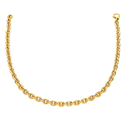 14k Yellow Gold Polished Cable Link Necklace-Teresa&#39;s Fashionista LLC