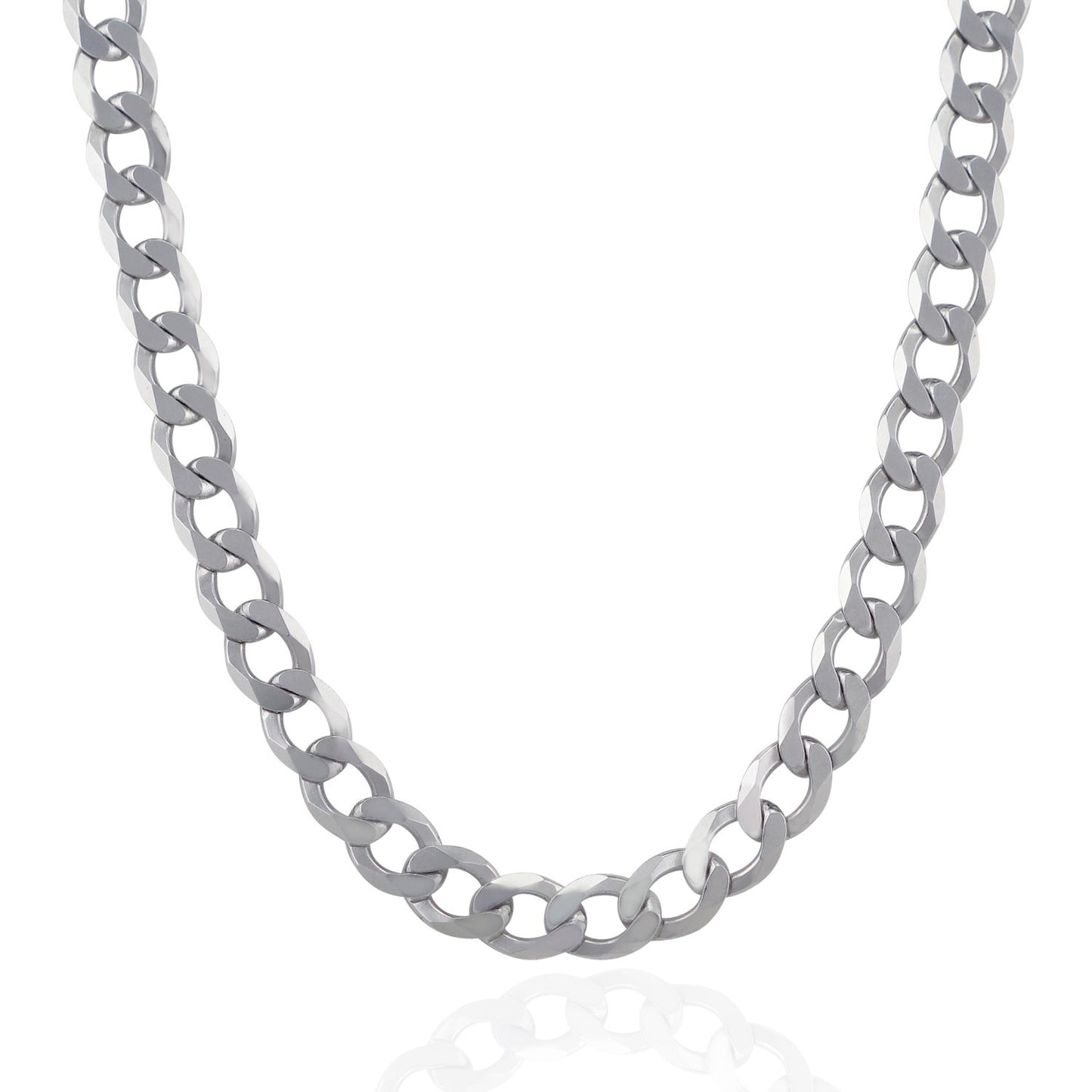 Rhodium Plated 8.4mm Sterling Silver Curb Style Chain-Teresa&#39;s Fashionista LLC