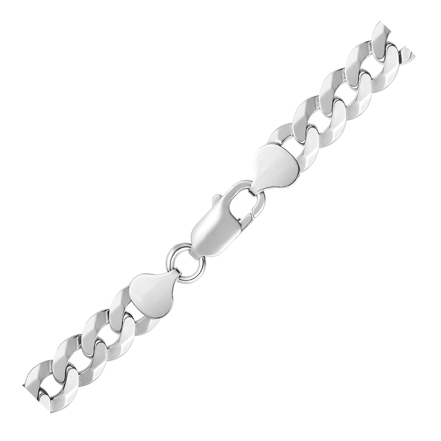 Rhodium Plated 8.4mm Sterling Silver Curb Style Chain-Teresa&#39;s Fashionista LLC