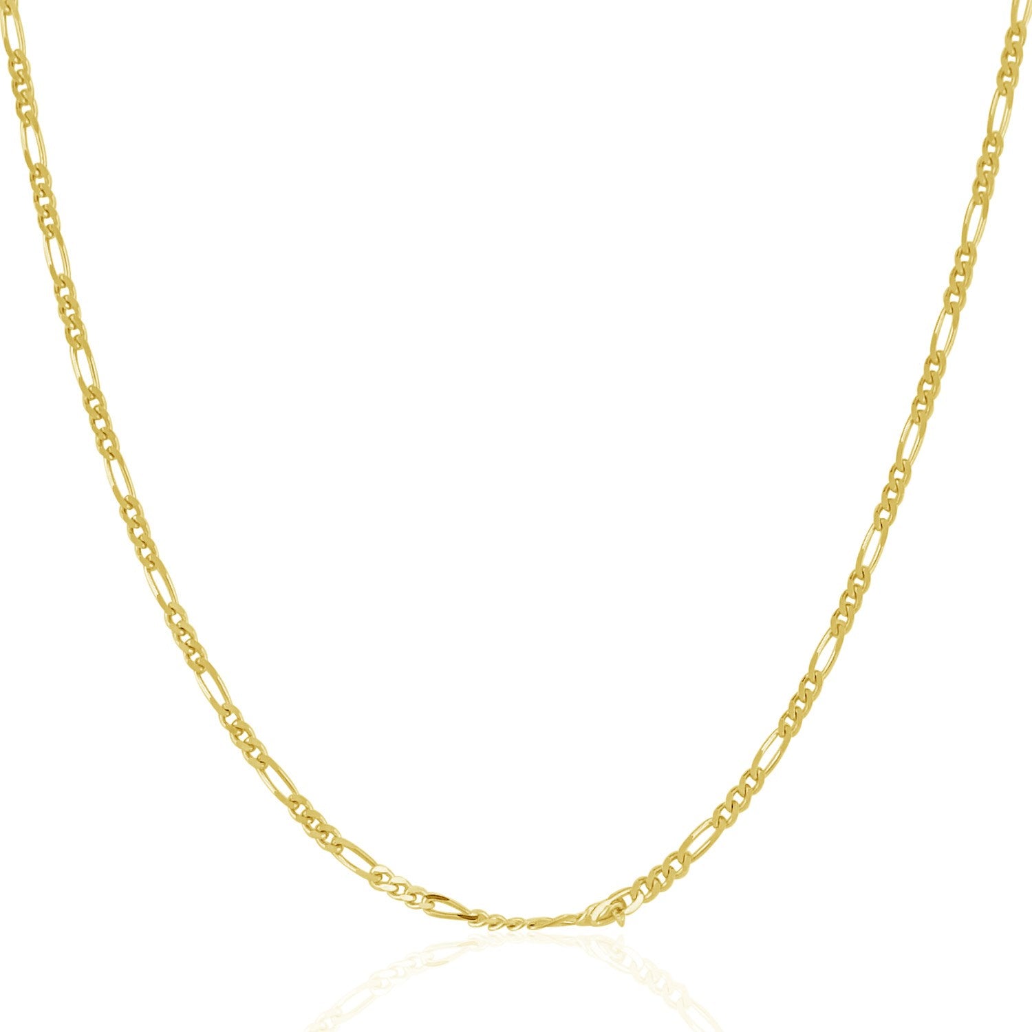 14k Yellow Gold Solid Figaro Chain 1.9mm-Teresa&#39;s Fashionista LLC