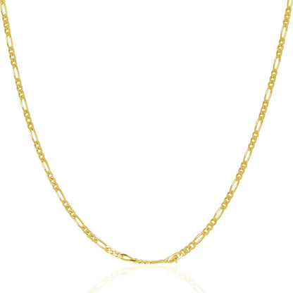 14k Yellow Gold Solid Figaro Chain 1.9mm-Teresa&#39;s Fashionista LLC