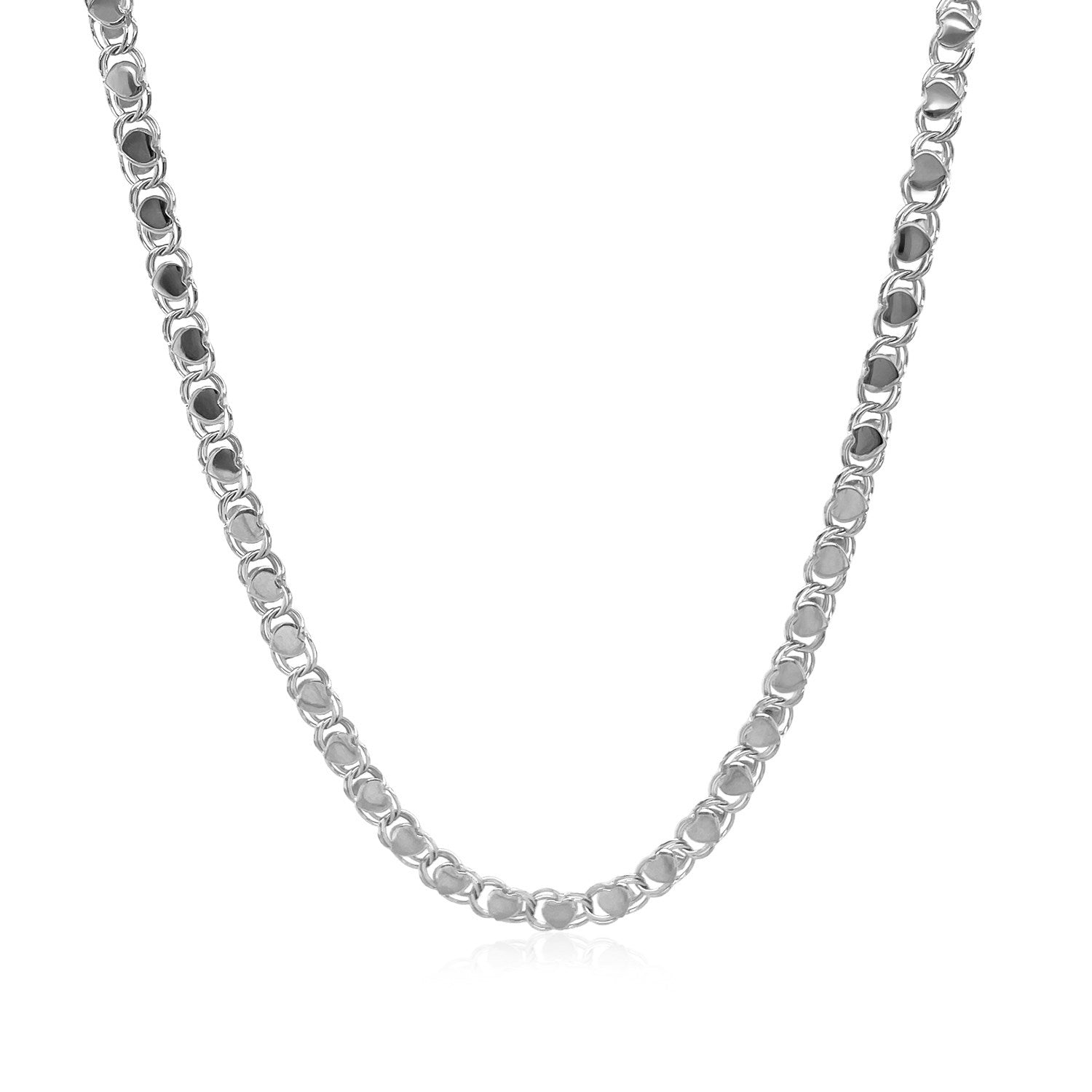 2.9mm 14k White Gold Heart Chain-Teresa&#39;s Fashionista LLC