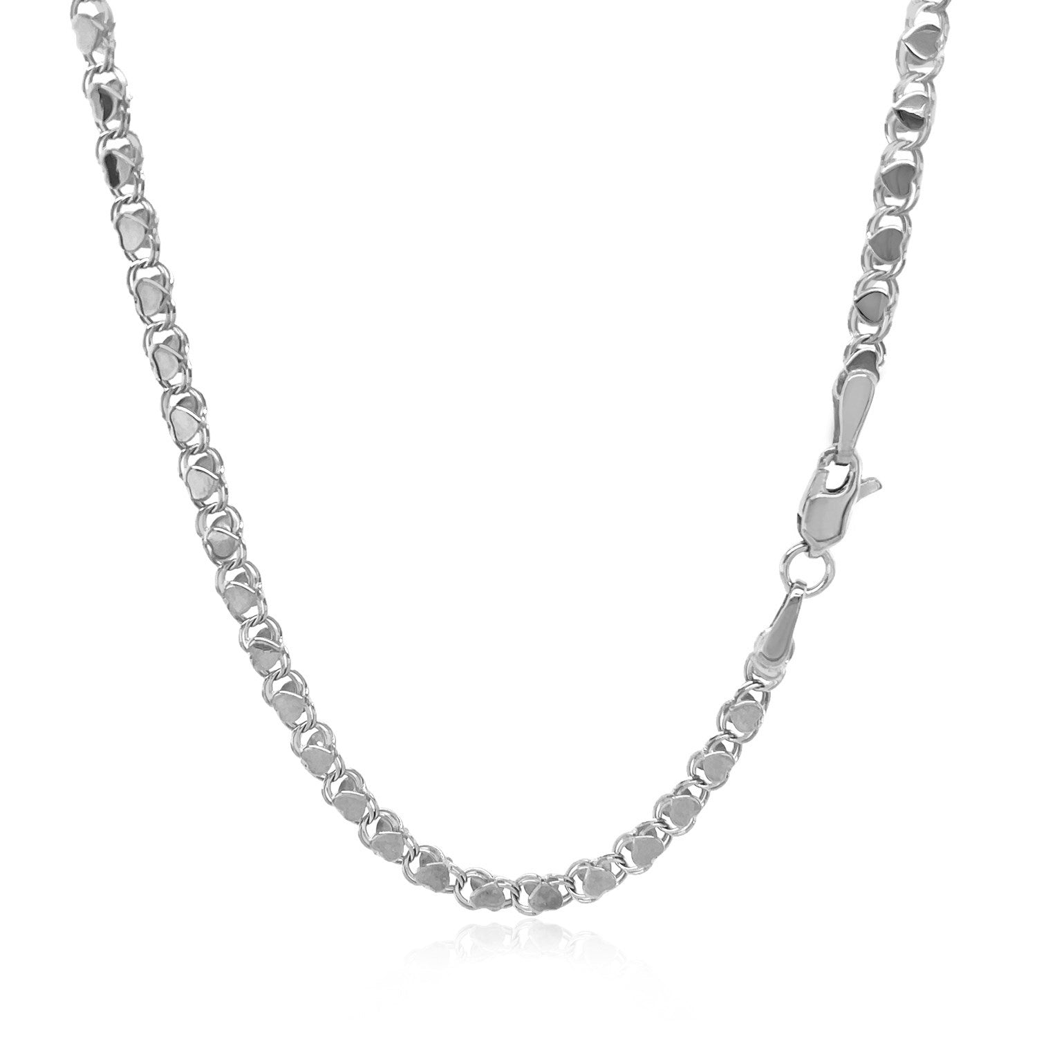 2.9mm 14k White Gold Heart Chain-Teresa&#39;s Fashionista LLC