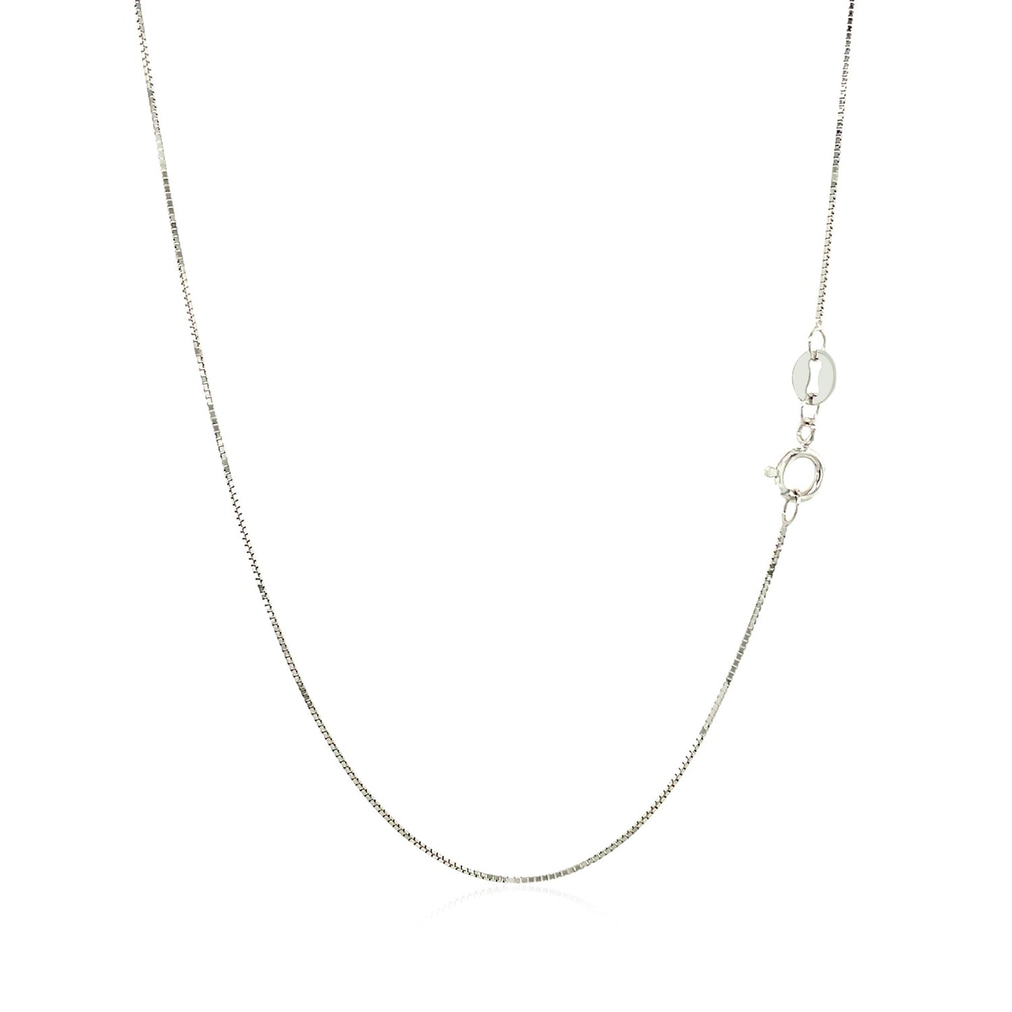 10k White Gold Classic Box Chain 0.6mm-Teresa&#39;s Fashionista LLC