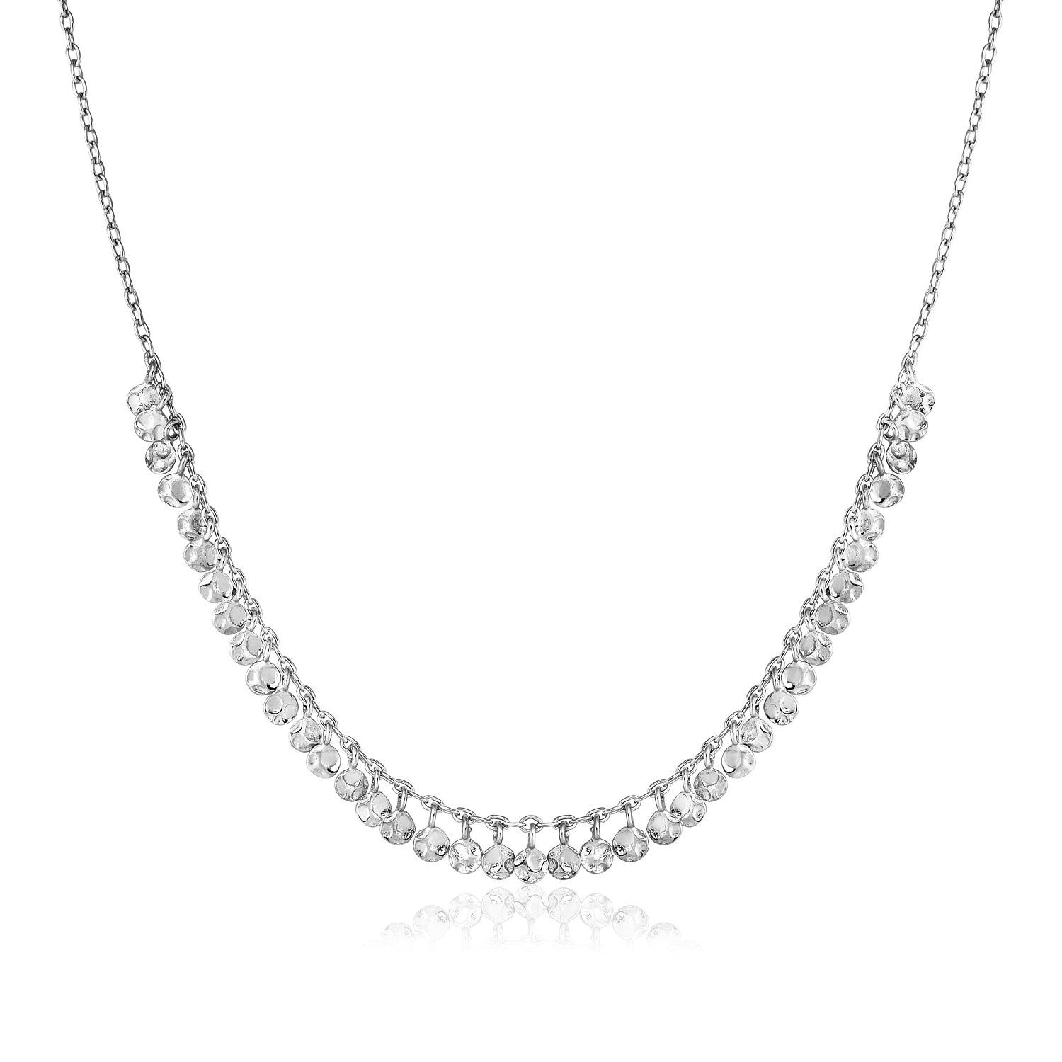 Sterling Silver 16 inch Necklace with Textured Beads-Teresa&#39;s Fashionista LLC