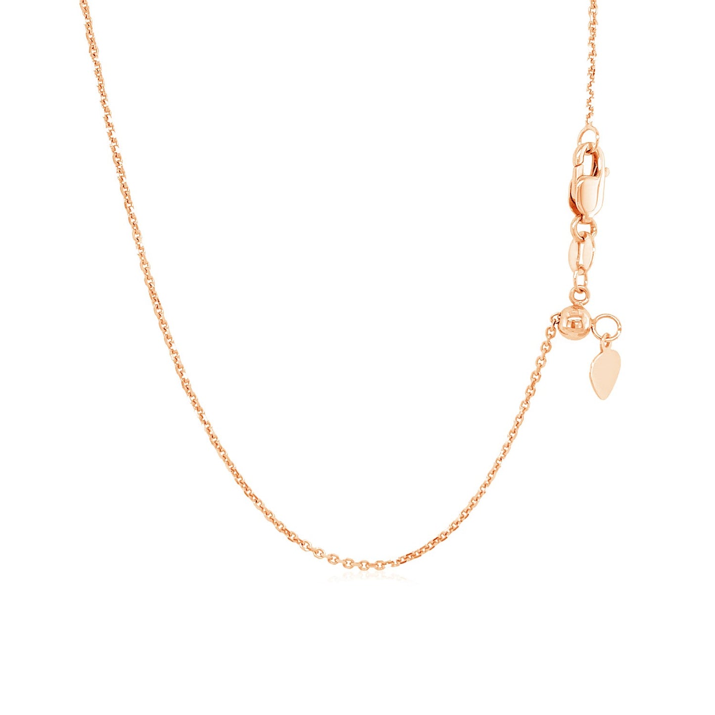 14k Rose Gold Adjustable Cable Chain 0.9mm-Teresa&#39;s Fashionista LLC