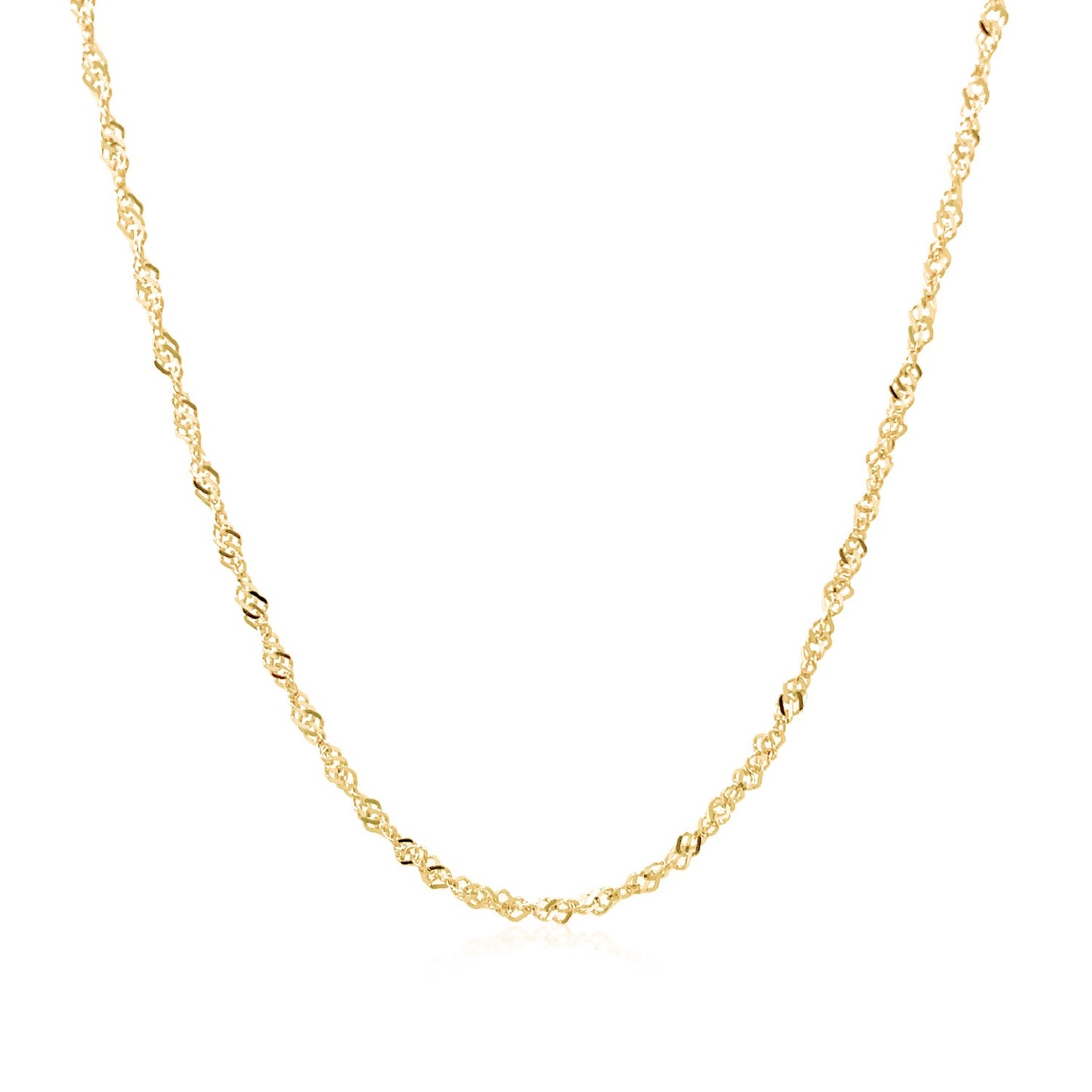 14k Yellow Gold Singapore Chain 1.5mm-Teresa&#39;s Fashionista LLC