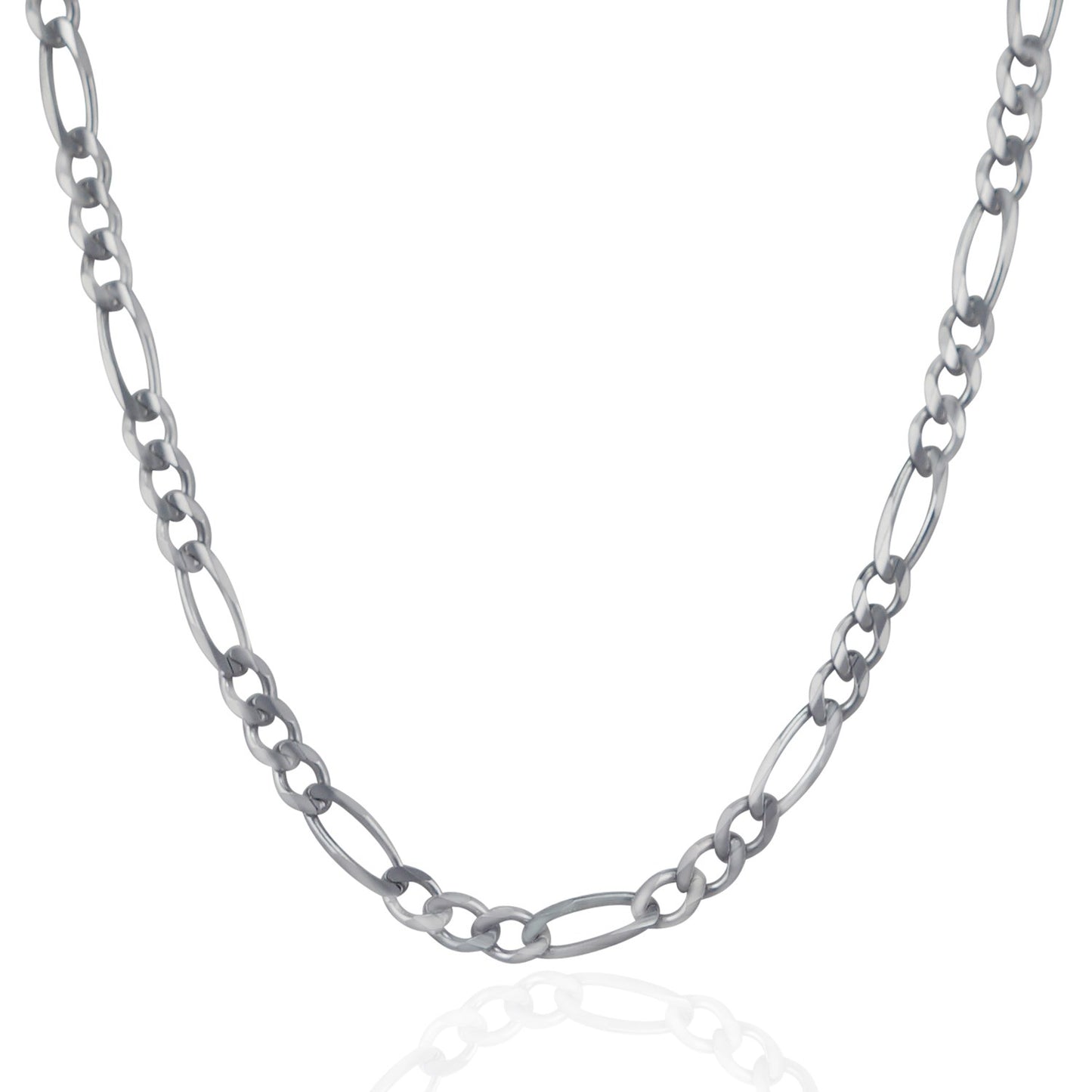 4.6mm 14k White Gold Solid Figaro Chain-Teresa&#39;s Fashionista LLC