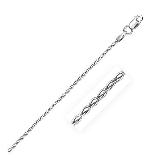 Sterling Silver Rhodium Plated Wheat Chain 1.5mm-Teresa&#39;s Fashionista LLC