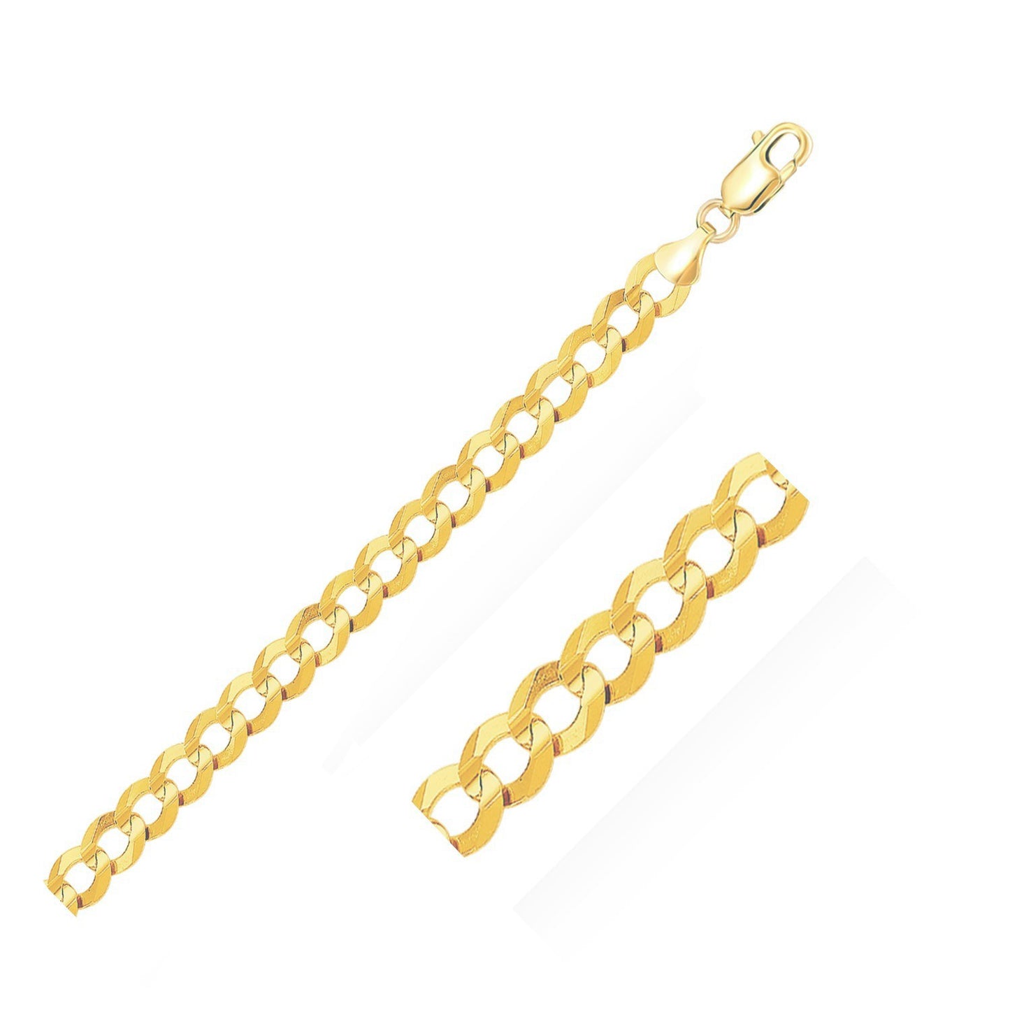 14k Yellow Gold Solid Curb Chain 10.0mm-Teresa&#39;s Fashionista LLC