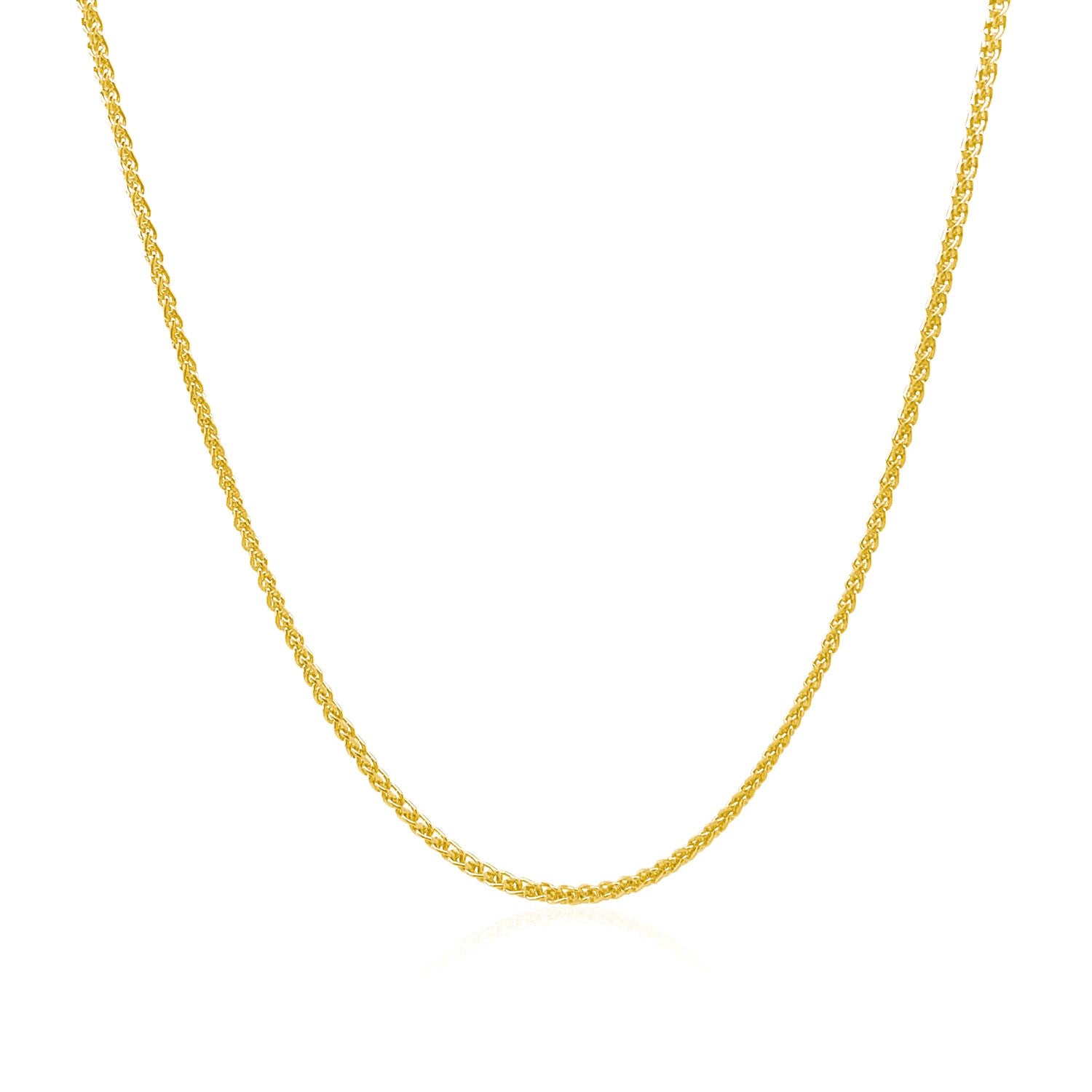 14k Yellow Gold Diamond Cut Round Wheat Chain 1.1mm-Teresa&#39;s Fashionista LLC