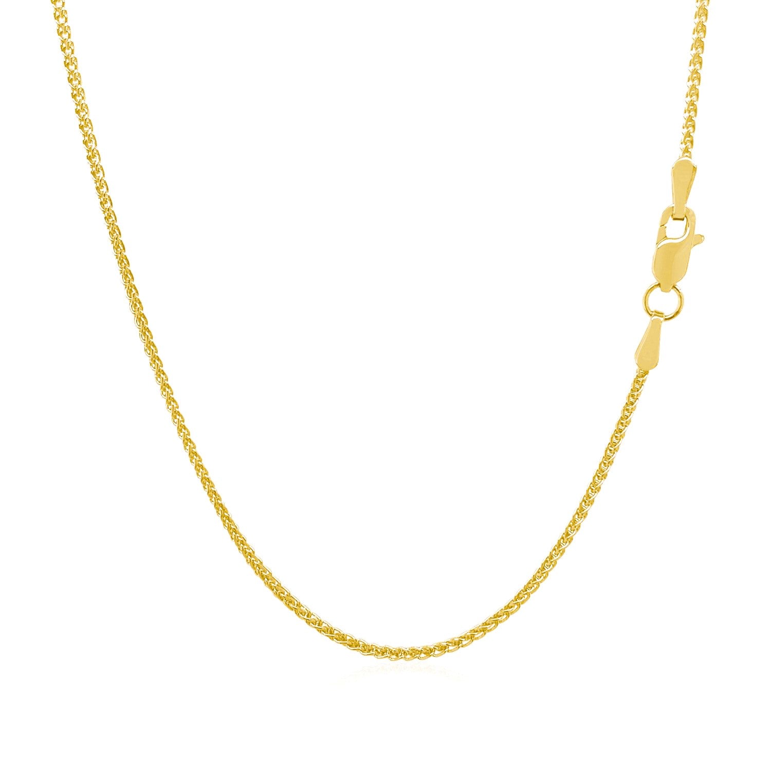 14k Yellow Gold Diamond Cut Round Wheat Chain 1.1mm-Teresa&#39;s Fashionista LLC