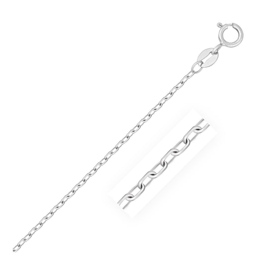 14k White Gold Faceted Cable Link Chain 1.3mm-Teresa&#39;s Fashionista LLC