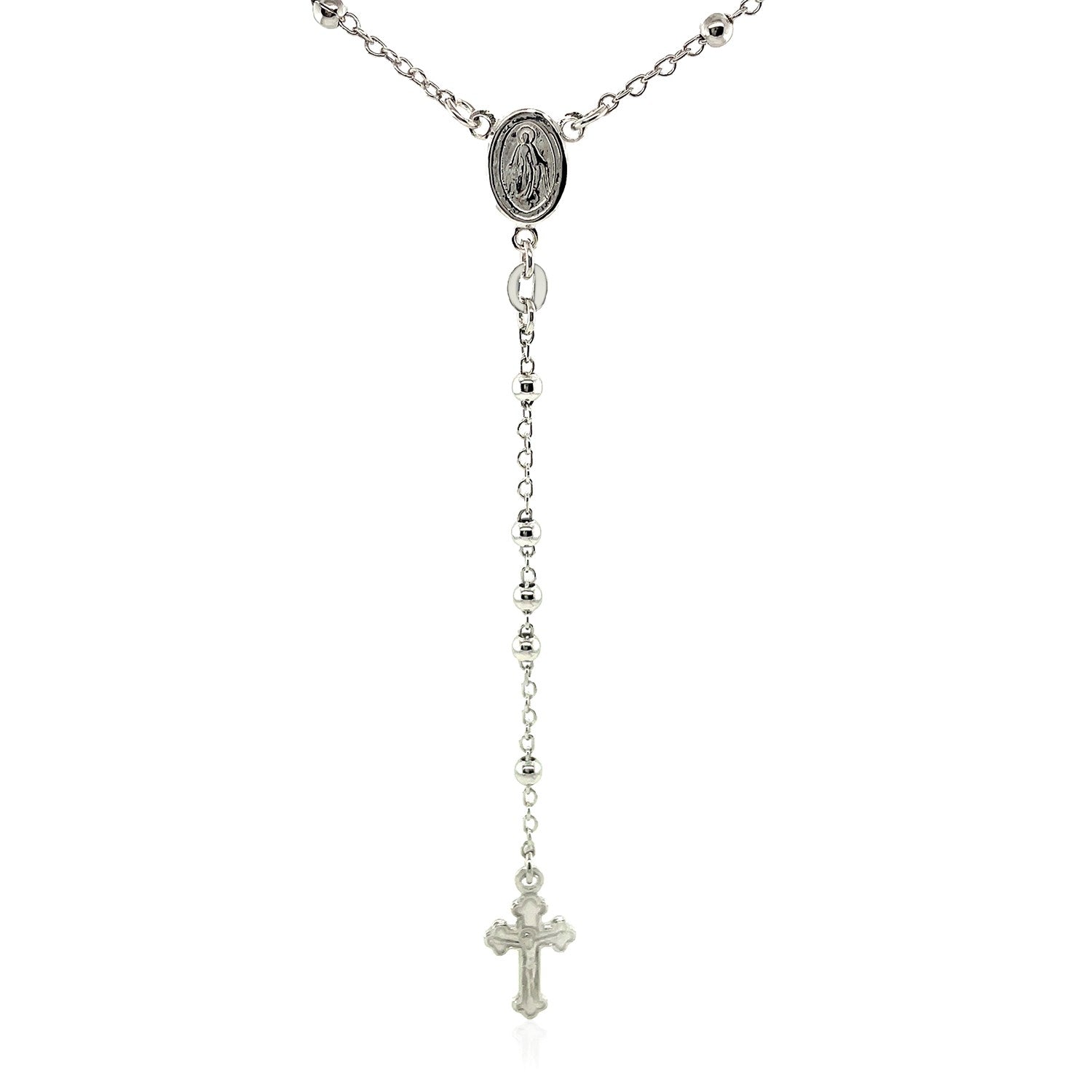 Fine Rosary Chain and Bead Necklace in Sterling Silver-Teresa&#39;s Fashionista LLC