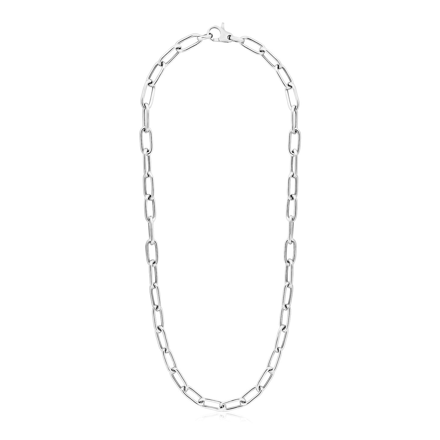 Sterling Silver Wide Paperclip Chain Necklace-Teresa&#39;s Fashionista LLC