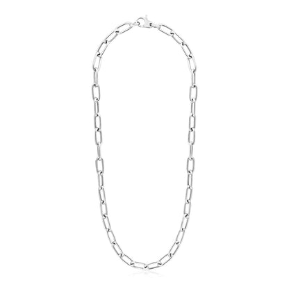 Sterling Silver Wide Paperclip Chain Necklace-Teresa&#39;s Fashionista LLC