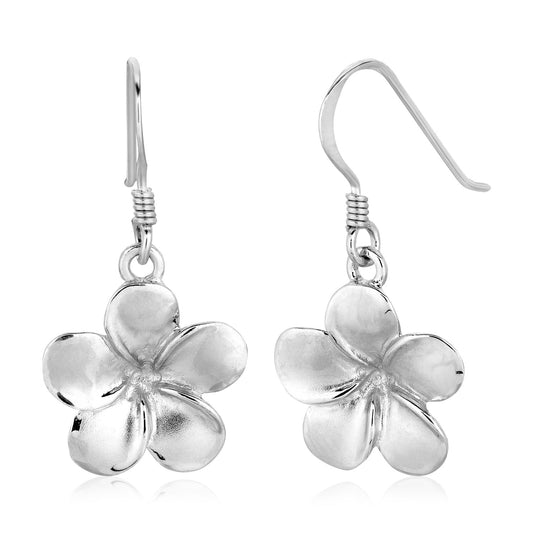 Sterling Silver Matte Textured Flower Dangle Earrings-Teresa&#39;s Fashionista LLC