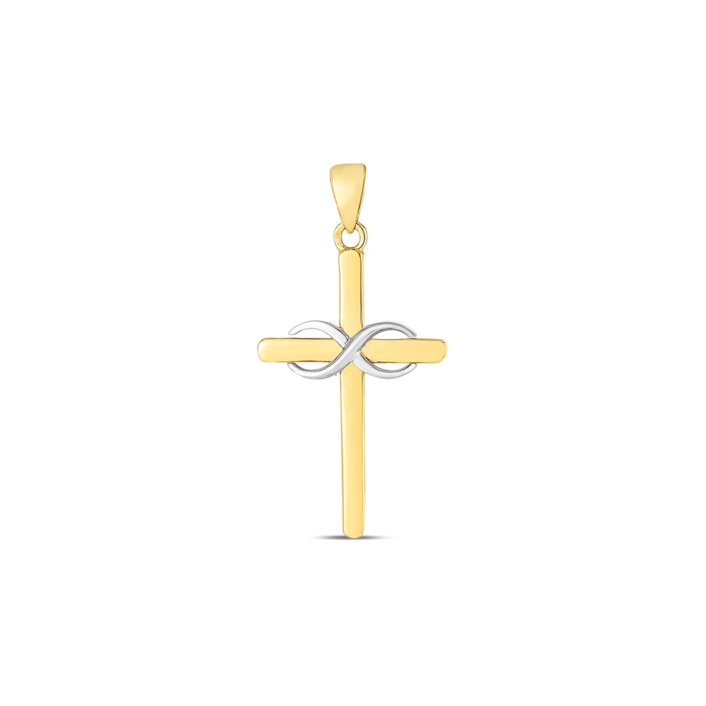 14k Two Tone Gold High Polish Diamond Cut Cross Pendant-Teresa&#39;s Fashionista LLC