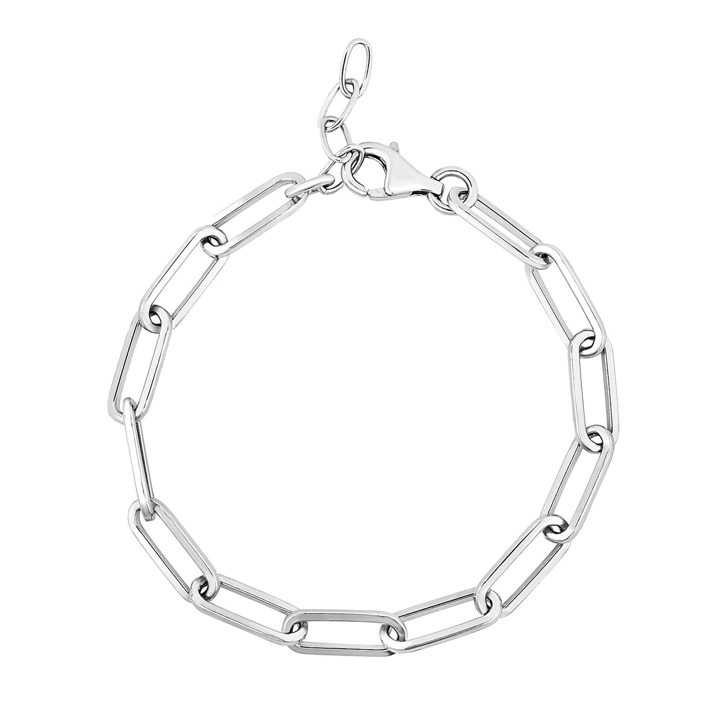 Sterling Silver Wide Paperclip Chain Bracelet-Teresa&#39;s Fashionista LLC