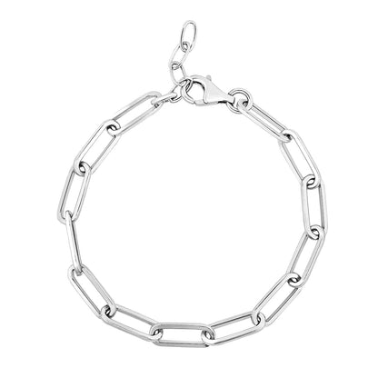 Sterling Silver Wide Paperclip Chain Bracelet-Teresa&#39;s Fashionista LLC