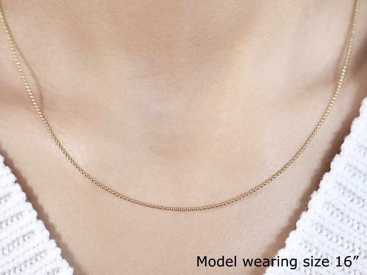 14k Yellow Gold Bead Chain 1.0mm-Teresa&#39;s Fashionista LLC