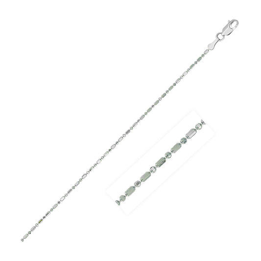 14k White Gold Diamond-Cut Bead Chain 1.0mm-Teresa&#39;s Fashionista LLC