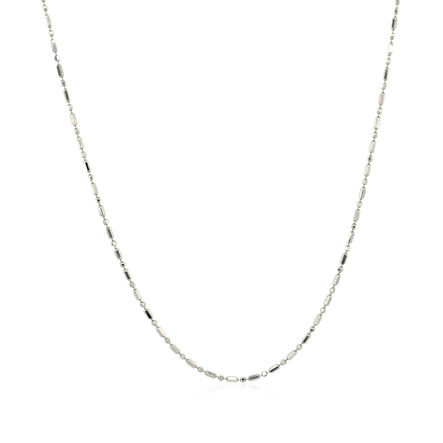 14k White Gold Diamond-Cut Bead Chain 1.0mm-Teresa&#39;s Fashionista LLC