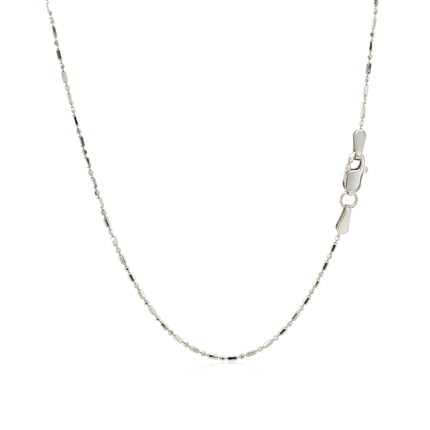 14k White Gold Diamond-Cut Bead Chain 1.0mm-Teresa&#39;s Fashionista LLC